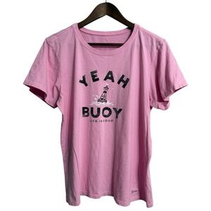 Life‎ is Good crusher tee women's XL pink Yeah Buoy beach nautical ocean t-shirt